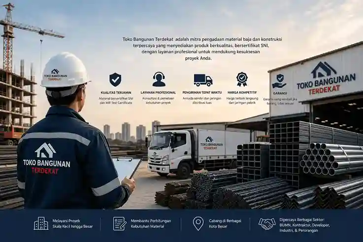 Kami adalah mitra pengadaan material baja dan konstruksi terpercaya yang menyediakan produk bersertifikat SNI, harga kompetitif, konsultasi teknis, serta pengiriman tepat waktu. Produk unggulan kami meliputi Besi Beton, Wiremesh, Hollow Galvanis, Baja Ringan, Plat Baja, Pipa Baja, WF Beam, H-Beam, UNP, CNP, dan berbagai kebutuhan konstruksi lainnya untuk proyek infrastruktur, industri, komersial, maupun residensial. Didukung jaringan distribusi yang luas, armada pengiriman, serta jaminan kualitas produk, HiSteel membantu pelanggan mendapatkan solusi material yang aman, efisien, dan tepat sesuai kebutuhan proyek